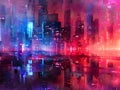 Neon City Night Skyline Abstract Background Urban Glow Street Lights Artistic Vision Royalty Free Stock Photo