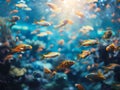 Virtual Ocean Wonderland Abstract Background with Colorful Aquatic Life Royalty Free Stock Photo