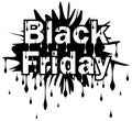 Black friday written on stain, black and white, isolated.