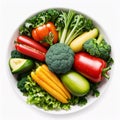 The top view has vegetables isolated on a white background. Royalty Free Stock Photo