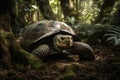 Image of a tortoise in the wild on nature background. Wildlife Animals. Illustration, Generative AI