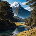 towering peaks at natural wonder milford sound, fjordland national park, southland, new zealand made with Generative AI Royalty Free Stock Photo