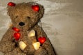 Image of toy bear garland sharp wall background Royalty Free Stock Photo