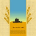 Image tractor silhouette in a field of wheat Royalty Free Stock Photo