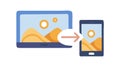 Image Transfer Mobile Device Icon, Digital Sharing Gallery, vector design Generative AI Royalty Free Stock Photo