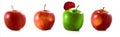 image transformation is presented in the form of a row of apples, one of which differs from the others