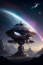 alien craft on a new planet with galactic forces generative ai
