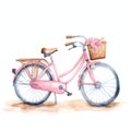 Travel bicycle watercolor illustration, travel clipart