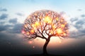 an image of a tree with flames coming out of it Royalty Free Stock Photo