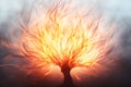an image of a tree with flames coming out of it Royalty Free Stock Photo