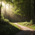 Trees in lush green forest, Black Forest Germany made with Generative AI