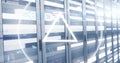 Image of triangles and circles with data processing over computer servers Royalty Free Stock Photo