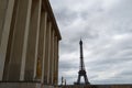 Trocadero with Gilded statues and Eiffel Tower in Paris. Royalty Free Stock Photo