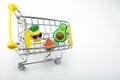 Image of trolley fruit white background