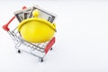 Image of trolley purse money white background