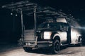 Image of a truck with a ladder on the roof. Anti-terror concept. Special machines for SWAT