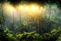 image of the twilight landscape in the thick isolated tropical jungle