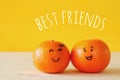 Image of two clementines with drawn smiley faces Royalty Free Stock Photo
