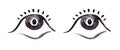 image of two eyes with veins for Halloween. Black outline. Hand-drawn. Design of posters, postcards, invitations for holidays,