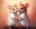 Two mice in love are in a picture frame.