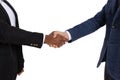 Image of two shaking hands symbolizing successful buiness deal. Businessmen, partnership Royalty Free Stock Photo