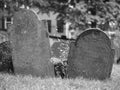 Image of two tombstones taken in the Copps Hill burying ground in downtown Boston. Royalty Free Stock Photo