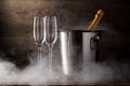 Image of two wine glasses, iron bucket Royalty Free Stock Photo