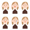 6 types of facial expressions of women wearing turtlenecks - upper body