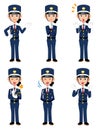 6 types of female guards` poses and gestures