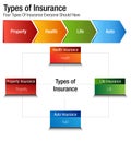 Types of Insurance Property Health Life Auto Chart Royalty Free Stock Photo