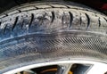 Tyre damage, Sidewall bulge or bump in a car Tyre, car repair, Tyre repair.