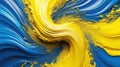 image of ukraine flag viscous paint swirl generative AI