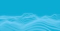 Image of undulating waves of pale blue curved lines moving on blue background