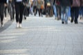 Image of unrecognizable crowd of people shopping in the city street. Motion blur