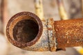 Image of unused rusty metal water pipes Royalty Free Stock Photo