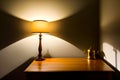 Dimly lit room with vintage night lamp generated by ai