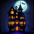 AI-generated haunted house, brought to life on Halloween night Royalty Free Stock Photo