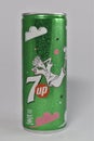 Image of 7UP soft drink with some water drops - Product Photography.