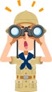 Upper body of a male explorer looking through binoculars and discovering something Royalty Free Stock Photo