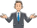 Upper part of young businessman with open arms