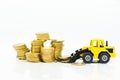 Image use for money and business financial concept. Truck get Money stack of coins