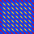 Abstract seamless colorful pattern of diagonal bars in gradient red, orange, and yellow colors on blue background. Vector illustra Royalty Free Stock Photo