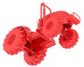Small tractor isolated on background. 3d rendering - illustration Royalty Free Stock Photo