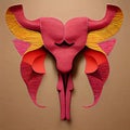 Image of uterus. In vitro fertilization. Collage of the woman reproductive organ made with paper cuts. Color uterus