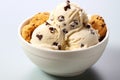 Vanilla ice cream with chunks of cookie dough and chocolate chips tasty dessert background Royalty Free Stock Photo
