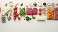 An image of a variety of meat and vegetables, AI Royalty Free Stock Photo