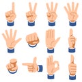 Various hand signs with sleeves