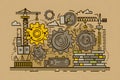 Image Vector graphic depicting under construction theme with mechanical gears and pinions