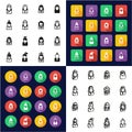 Avatar All in One Icons Black & White Color Flat Design Freehand Set 5 Royalty Free Stock Photo
