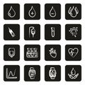 Blood or Blood Pressure Icons Freehand White On Black